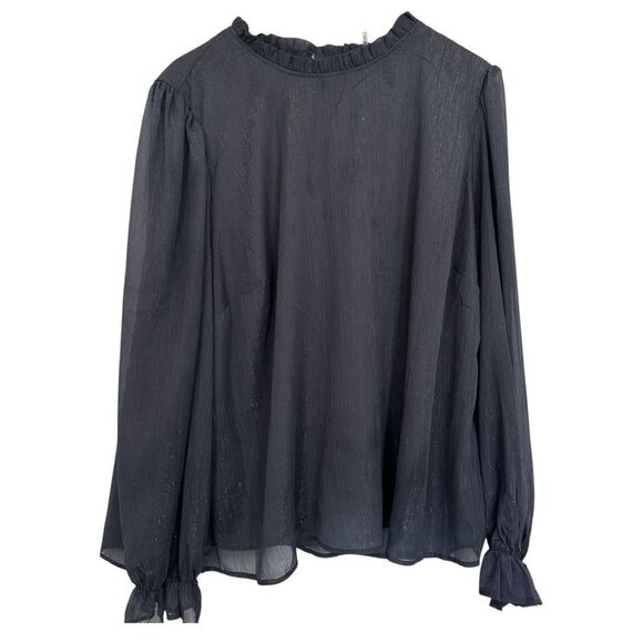Chic Soul Tops - ChicSoul Gray Silver High Neck Long‎ Sleeve Blouse size 2X